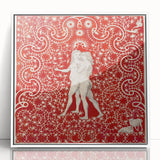 Maximalist Wall Art - Intricate Red Design with Figures | Bold Decor