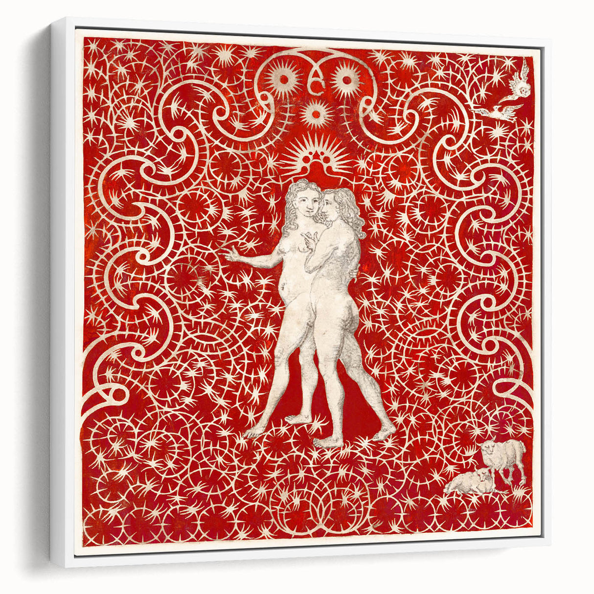Maximalist Wall Art - Intricate Red Design with Figures | Bold Decor