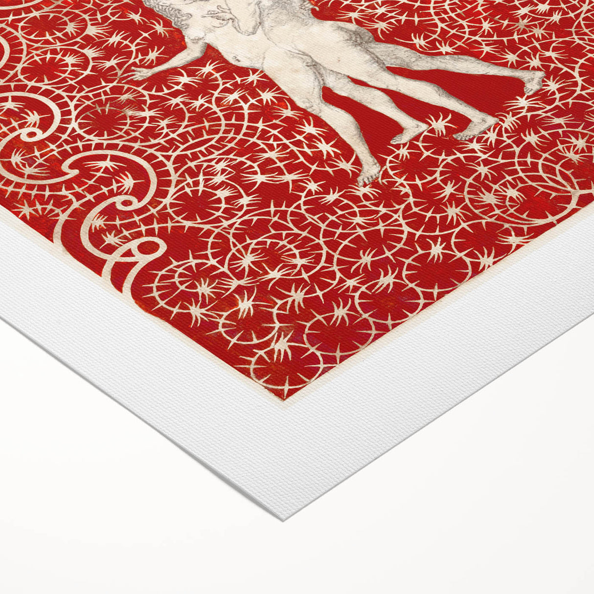 Maximalist Wall Art - Intricate Red Design with Figures | Bold Decor