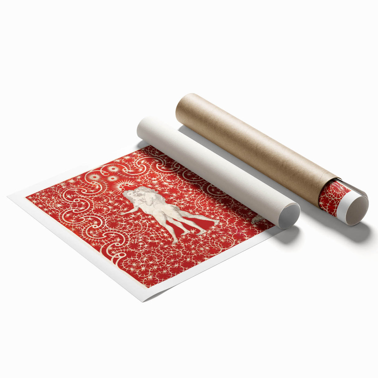 Maximalist Wall Art - Intricate Red Design with Figures | Bold Decor