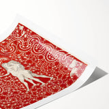Maximalist Wall Art - Intricate Red Design with Figures | Bold Decor