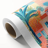 Maximalist Wall Art - Bold Tropical Houses Scene - Vibrant Decor Piece