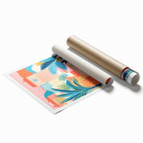 Maximalist Wall Art - Bold Tropical Houses Scene - Vibrant Decor Piece