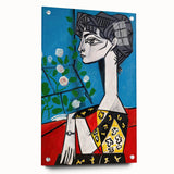 Maximalist Wall Art - Cubist Portrait with Floral Background | Bold Decor