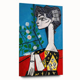 Maximalist Wall Art - Cubist Portrait with Floral Background | Bold Decor
