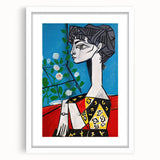Maximalist Wall Art - Cubist Portrait with Floral Background | Bold Decor