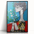Maximalist Wall Art - Cubist Portrait with Floral Background | Bold Decor
