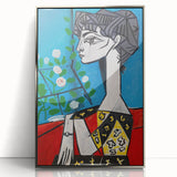 Maximalist Wall Art - Cubist Portrait with Floral Background | Bold Decor