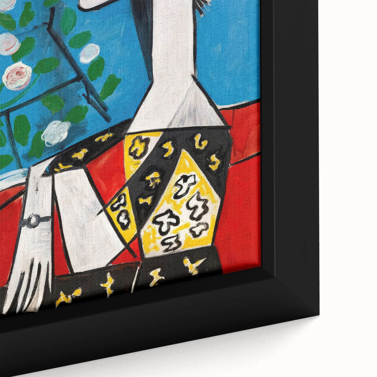Maximalist Wall Art - Cubist Portrait with Floral Background | Bold Decor