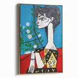 Maximalist Wall Art - Cubist Portrait with Floral Background | Bold Decor