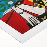 Maximalist Wall Art - Cubist Portrait with Floral Background | Bold Decor