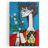 Maximalist Wall Art - Cubist Portrait with Floral Background | Bold Decor