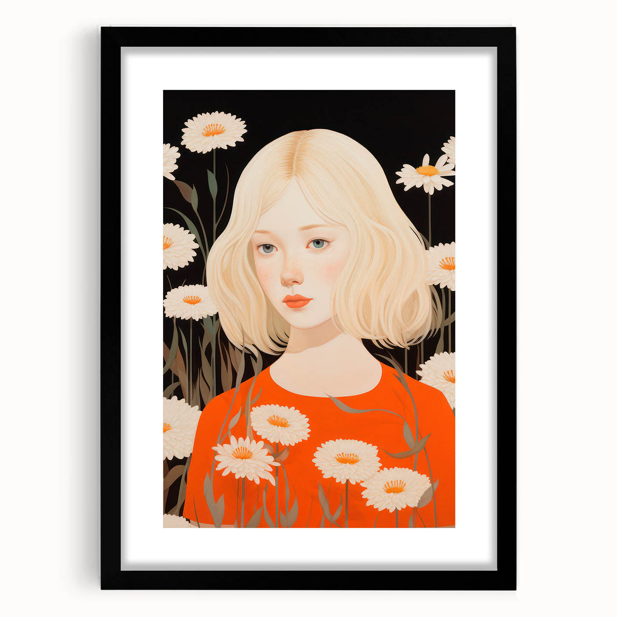 Maximalist Wall Art: Eclectic Bold Portrait with Floral Patterns