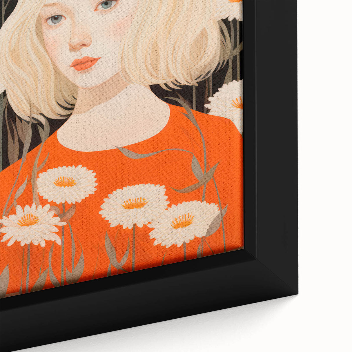 Maximalist Wall Art: Eclectic Bold Portrait with Floral Patterns