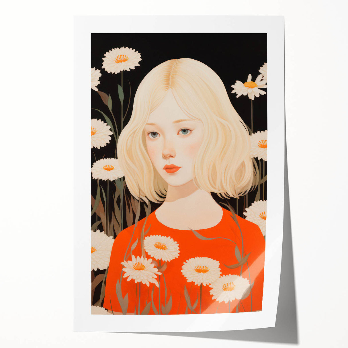 Maximalist Wall Art: Eclectic Bold Portrait with Floral Patterns