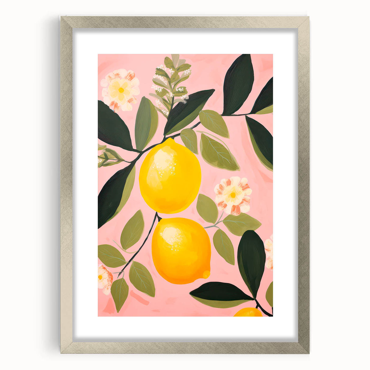 Maximalist Wall Art - Bold Lemon and Floral Design - Vibrant Decor Piece