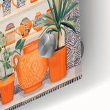 Maximalist Wall Art - Bold Eclectic Decor with Vibrant Orange and Green Pots