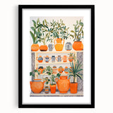 Maximalist Wall Art - Bold Eclectic Decor with Vibrant Orange and Green Pots