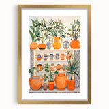 Maximalist Wall Art - Bold Eclectic Decor with Vibrant Orange and Green Pots