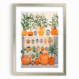 Maximalist Wall Art - Bold Eclectic Decor with Vibrant Orange and Green Pots