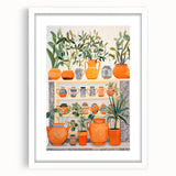 Maximalist Wall Art - Bold Eclectic Decor with Vibrant Orange and Green Pots