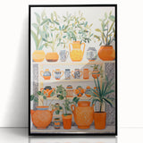 Maximalist Wall Art - Bold Eclectic Decor with Vibrant Orange and Green Pots