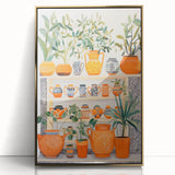 Maximalist Wall Art - Bold Eclectic Decor with Vibrant Orange and Green Pots