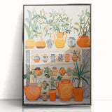 Maximalist Wall Art - Bold Eclectic Decor with Vibrant Orange and Green Pots