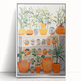 Maximalist Wall Art - Bold Eclectic Decor with Vibrant Orange and Green Pots