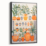Maximalist Wall Art - Bold Eclectic Decor with Vibrant Orange and Green Pots