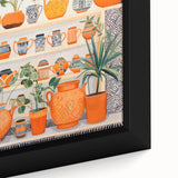 Maximalist Wall Art - Bold Eclectic Decor with Vibrant Orange and Green Pots