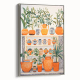 Maximalist Wall Art - Bold Eclectic Decor with Vibrant Orange and Green Pots