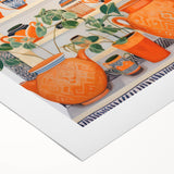Maximalist Wall Art - Bold Eclectic Decor with Vibrant Orange and Green Pots
