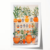 Maximalist Wall Art - Bold Eclectic Decor with Vibrant Orange and Green Pots