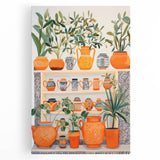 Maximalist Wall Art - Bold Eclectic Decor with Vibrant Orange and Green Pots