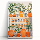 Maximalist Wall Art - Bold Eclectic Decor with Vibrant Orange and Green Pots