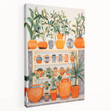 Maximalist Wall Art - Bold Eclectic Decor with Vibrant Orange and Green Pots