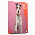 Maximalist Wall Art - Eclectic Dog Portrait with Bold Pink and Orange Hues