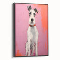 Maximalist Wall Art - Eclectic Dog Portrait with Bold Pink and Orange Hues