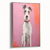 Maximalist Wall Art - Eclectic Dog Portrait with Bold Pink and Orange Hues