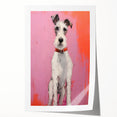 Maximalist Wall Art - Eclectic Dog Portrait with Bold Pink and Orange Hues