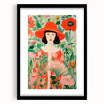 Maximalist Wall Art - Bold Floral Portrait with Red Hat - Vibrant Decor