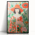 Maximalist Wall Art - Bold Floral Portrait with Red Hat - Vibrant Decor