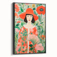 Maximalist Wall Art - Bold Floral Portrait with Red Hat - Vibrant Decor