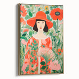 Maximalist Wall Art - Bold Floral Portrait with Red Hat - Vibrant Decor