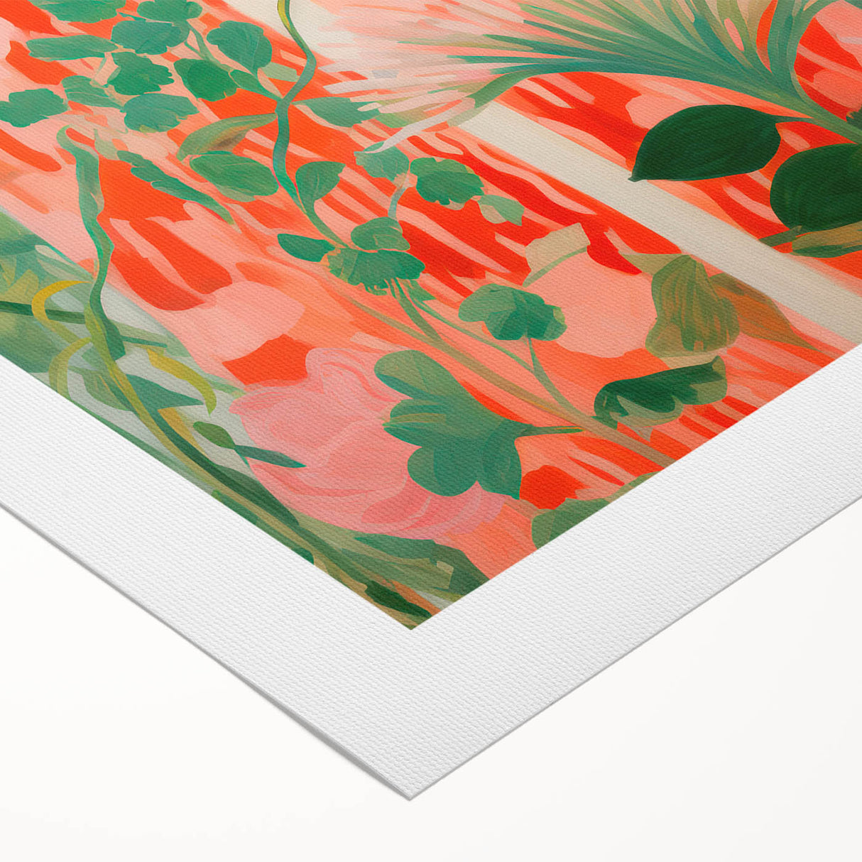 Maximalist Wall Art - Bold Floral Portrait with Red Hat - Vibrant Decor