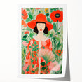 Maximalist Wall Art - Bold Floral Portrait with Red Hat - Vibrant Decor