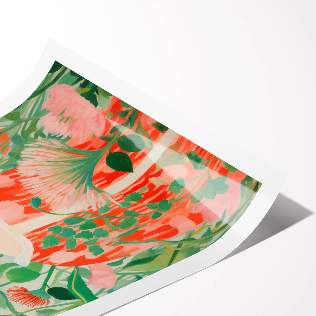 Maximalist Wall Art - Bold Floral Portrait with Red Hat - Vibrant Decor
