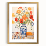 Maximalist Wall Art - Bold Floral Decor with Vibrant Red and Yellow Blooms
