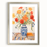 Maximalist Wall Art - Bold Floral Decor with Vibrant Red and Yellow Blooms